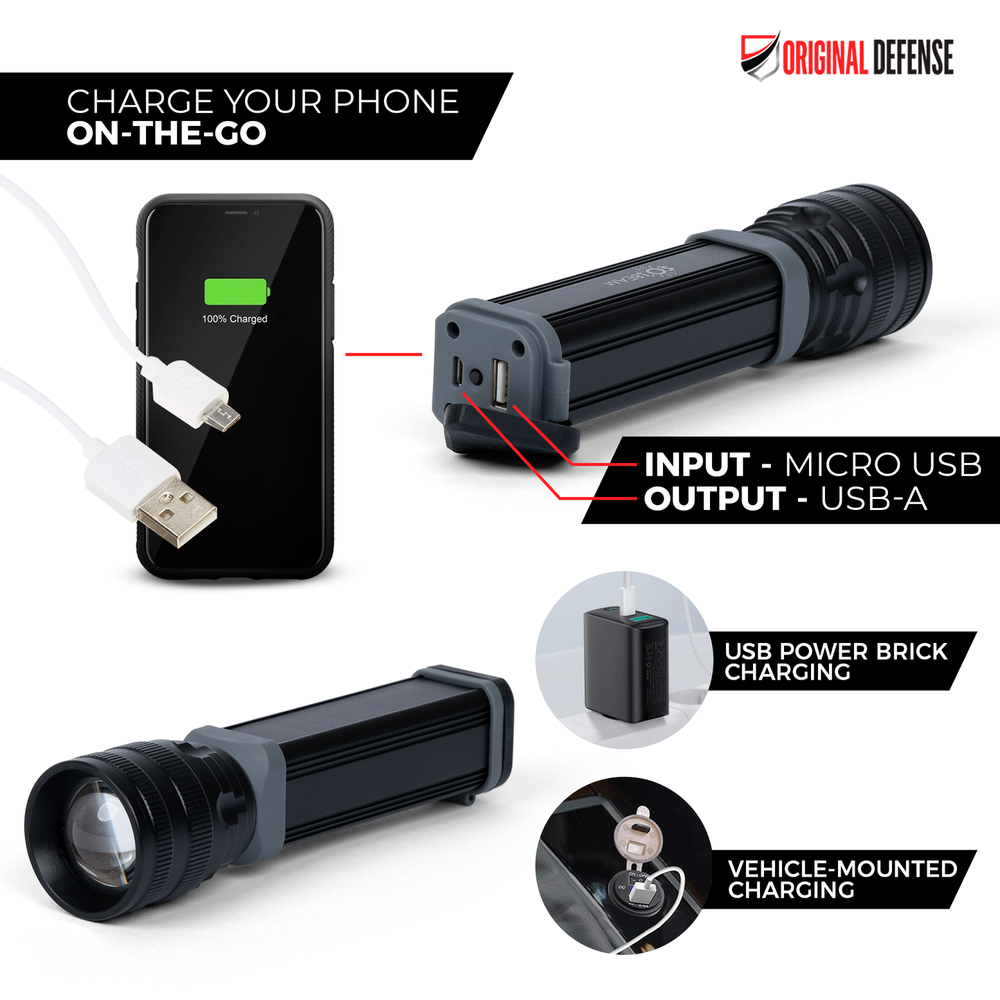 SolBeam High Powered Flashlight w/Power Bank