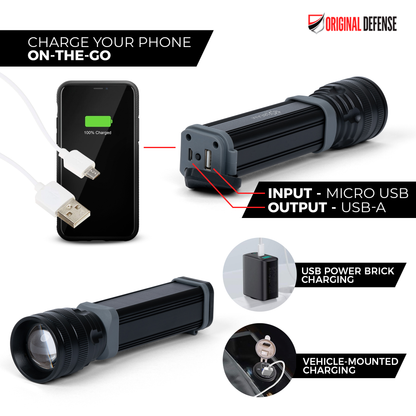 SolBeam High Powered Flashlight w/Power Bank